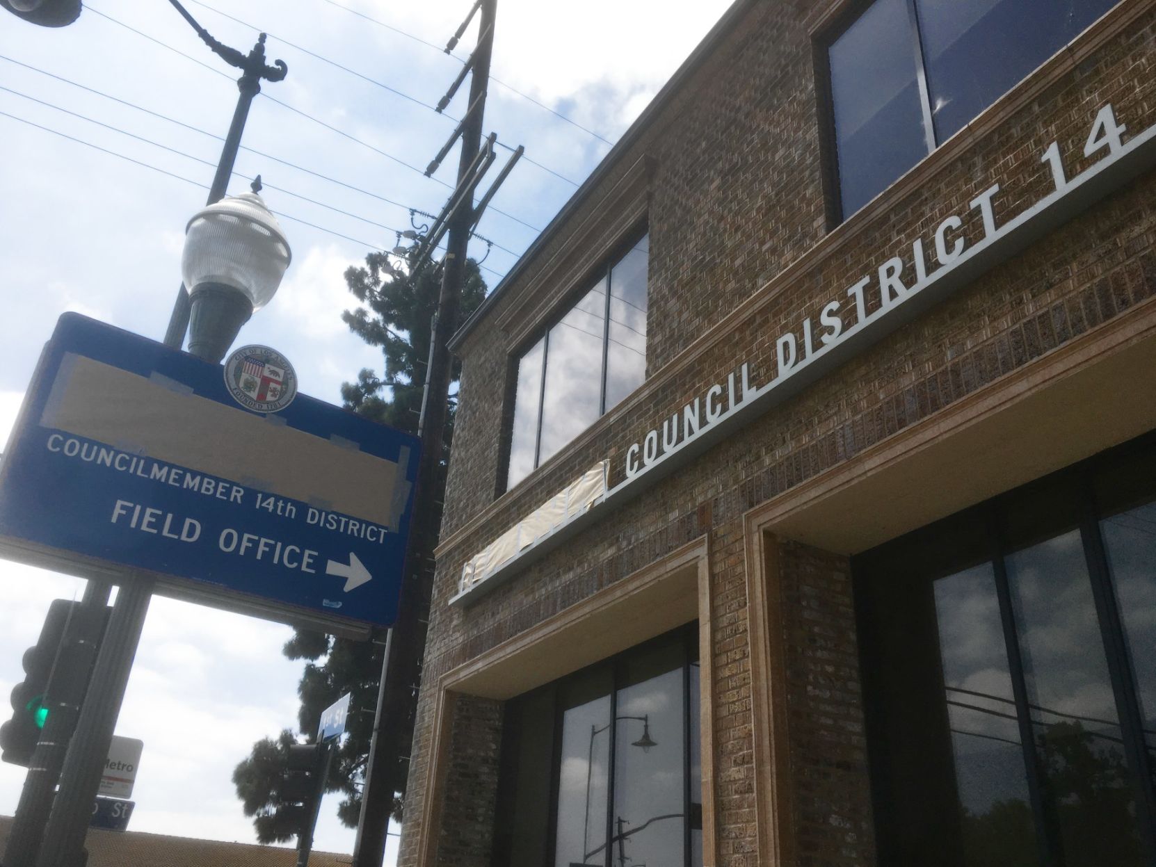 Jose Huizar sign at boyle Heights City Hall